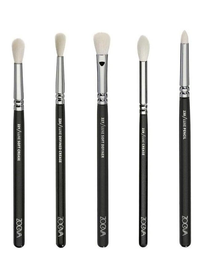 زويفا طقم فرش لمستحضرات تجميل العيون مكون من 15 قطعة أسود / فضي / أبيض - Image 3